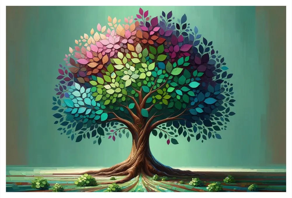 Obraz strom života dúha na vetvách