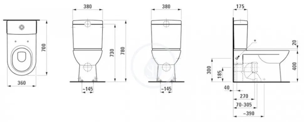 LAUFEN Pro WC kombi misa, 670 mm x 360 mm, biela H8249580000001