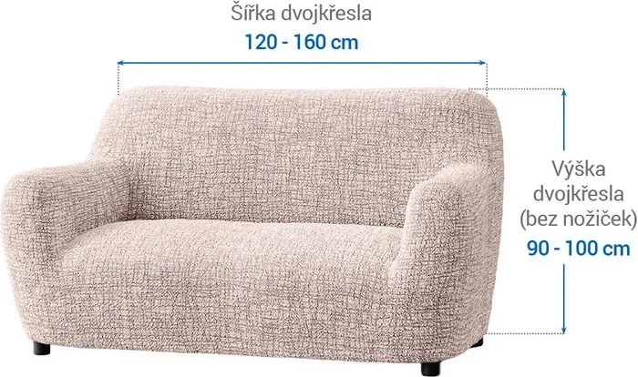 Bielastické poťahy GRAFITI NOVÉ béžové dvojkreslo (š. 120 - 160 cm)