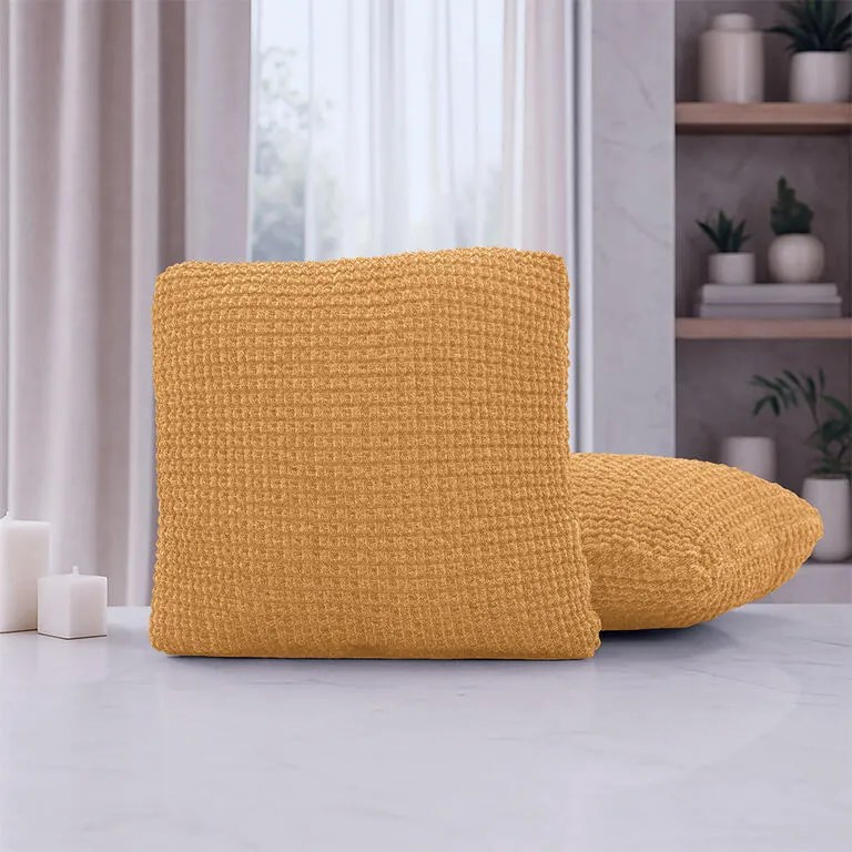 Super strečové poťahy RUBINIA zlatá obliečky na vankúšiky 2 ks (40 x 40 cm)