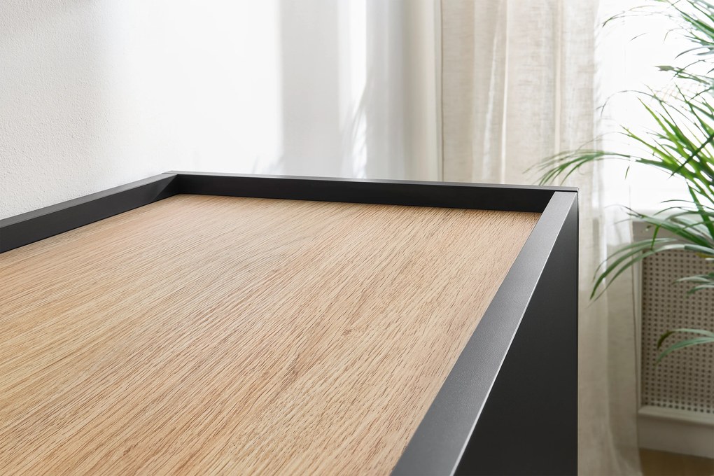 TV stolík Desin 170 cm - čierny mat / dub nagano