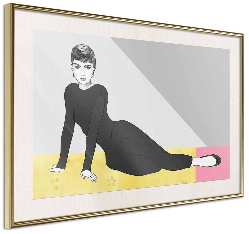 Artgeist Plagát - Beautiful Audrey [Poster] Veľkosť: 45x30, Verzia: Zlatý rám s passe-partout
