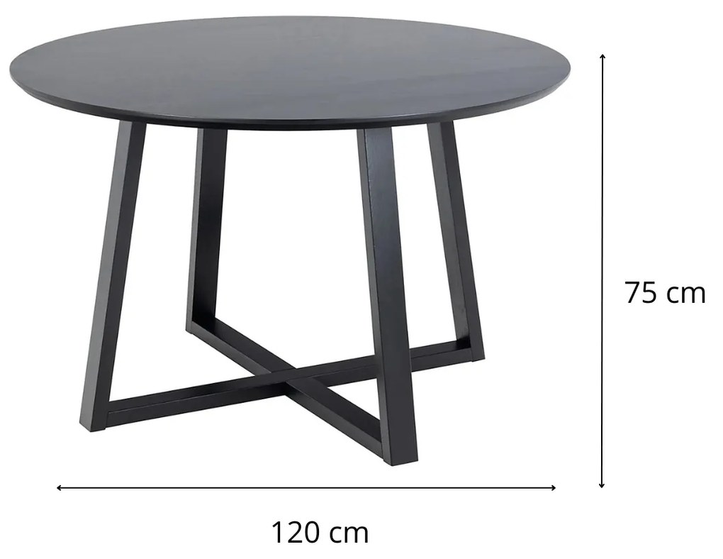 Okrúhly jedálenský stôl Malika 120 cm čierny