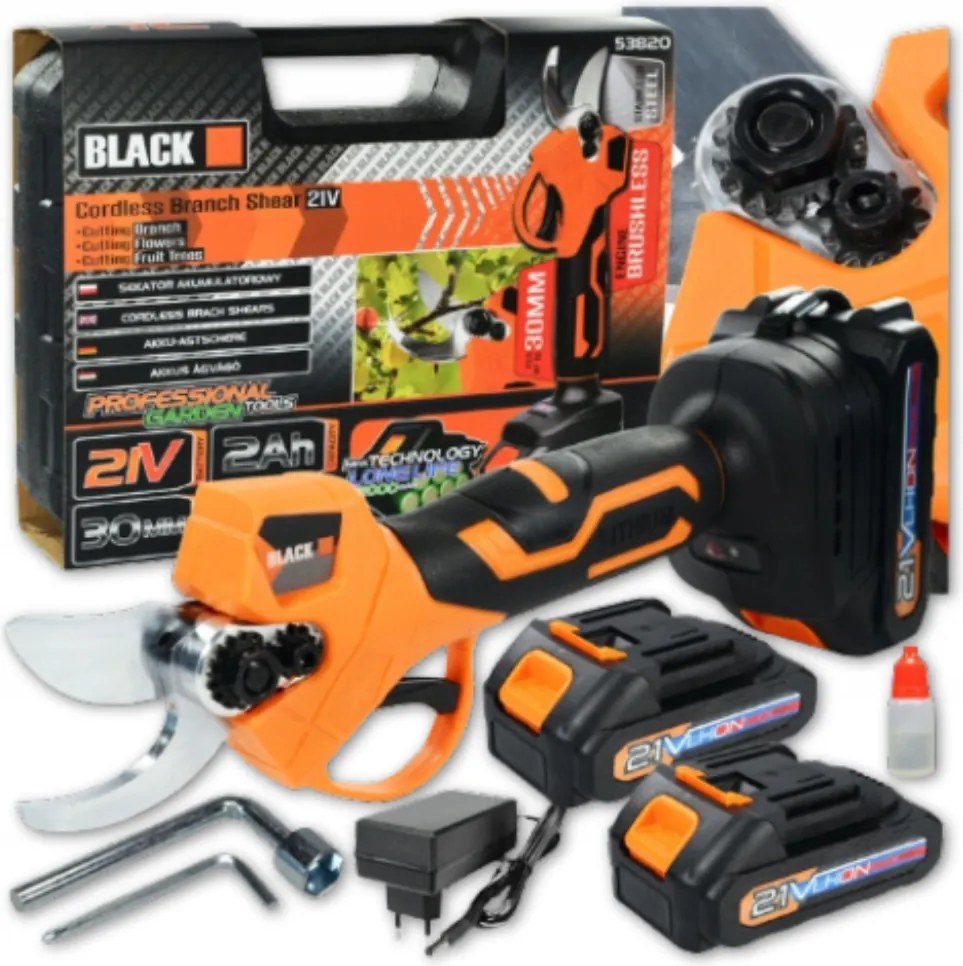 záhradné akumulátorové nožnice Sada nožníc na strihanie konárov 30 mm 2 x Akumulátor