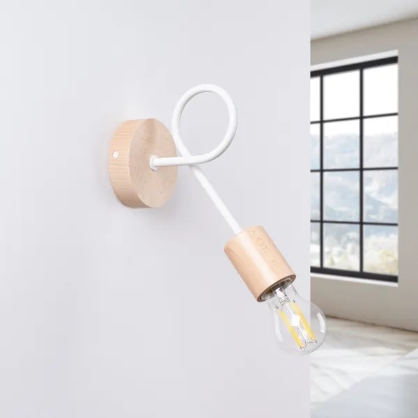 Sollux SL.1473 - Nástenná lampa EMBER 1xE27/15W/230V biela/béžová/buk