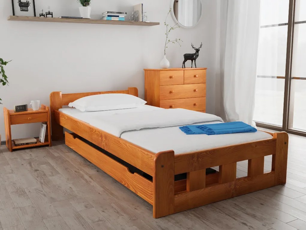 Posteľ Naomi zvýšená 80 x 200 cm, jelša Rošt: S latkovým roštom, Matrac: Matrac Somnia 18 cm