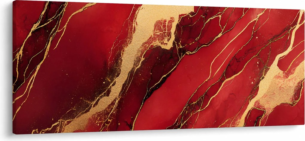 Obraz - Červeno-zlatý mramor (120x50 cm)