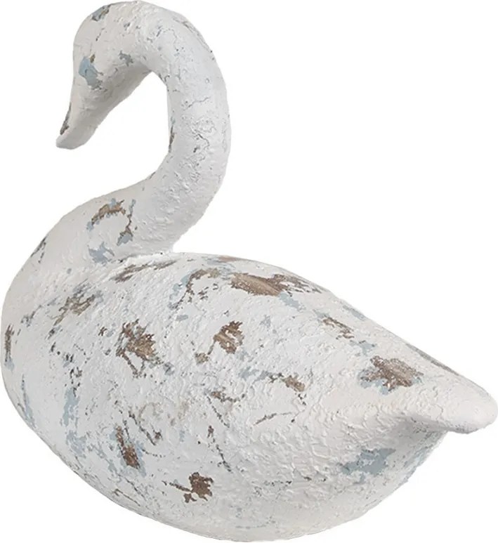 Biela antik dekoratívna figúrka Labuť - 32*14*22 cm