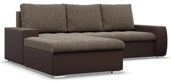 Rohová rozkladacia sedačka AURORA ľavá hnedá / cappuccino
