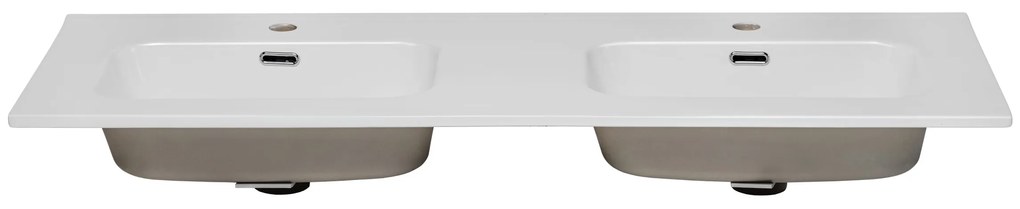 Dvojité keramické zapustené umývadlo Go 121 cm biele