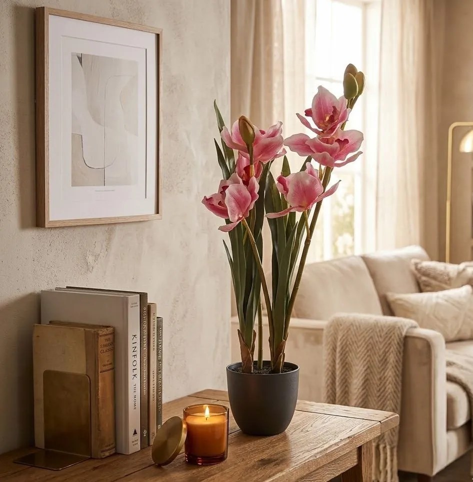 Dekorační umělá květina orchidej - 14*14*55 cm