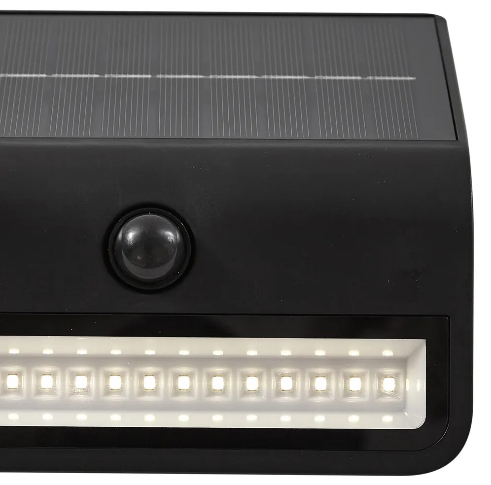 Vonkajšie nástenné svietidlo čierne vrátane LED IP54 s pohybovým senzorom solárne - Floody