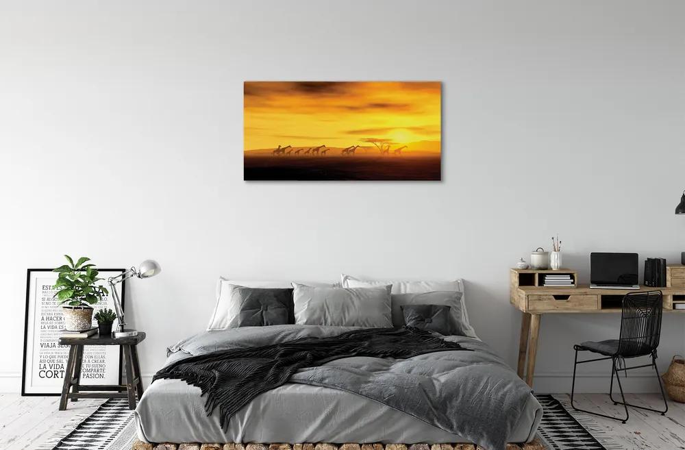 Obraz canvas Strom mraky neba žirafa 125x50 cm