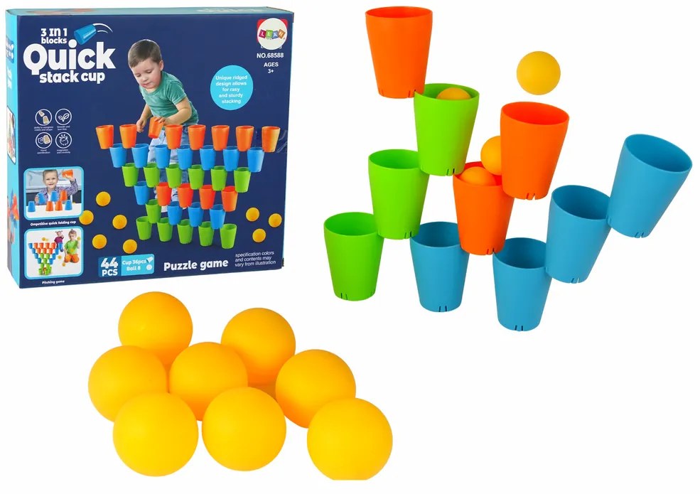 LEAN TOYS Logická hra Cups 3v1 - 44 kusov