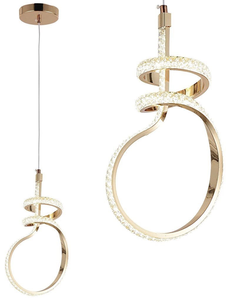 Toolight Toolight, LED závesné svietidlo, 24W, 4000K, G071-CP, zlatá, OSW-08669