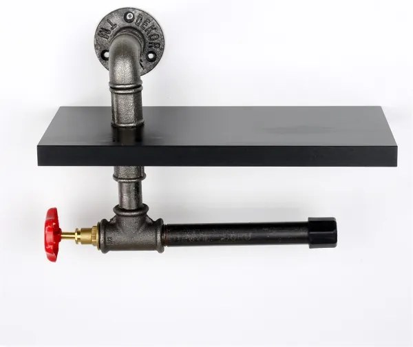 Držiak toaletného papiera s policou BORU čierna