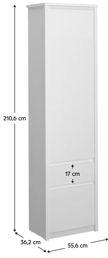 Regál 2D1S, biela, ERODIN