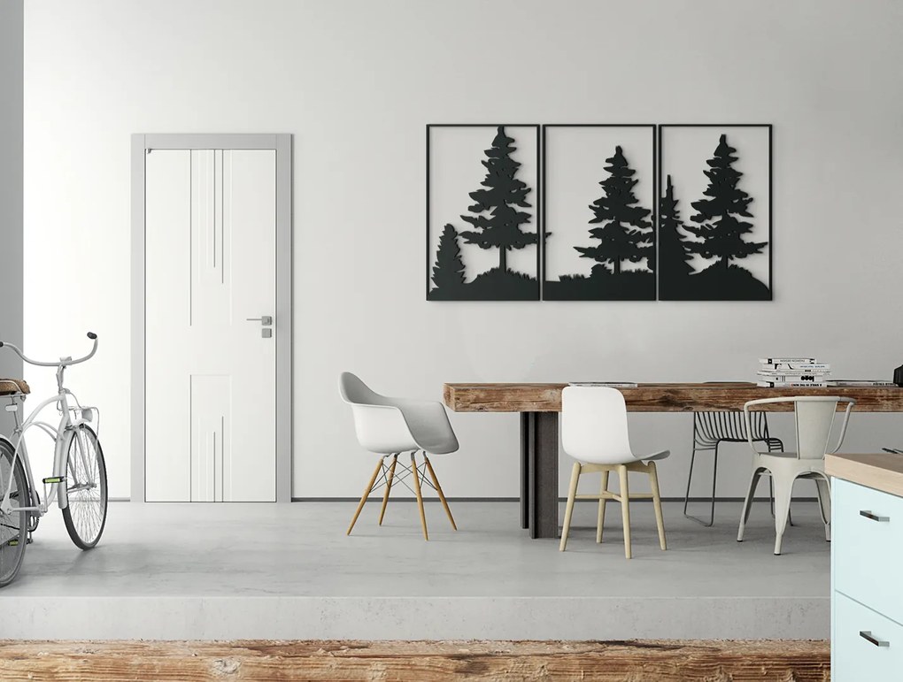 drevko Viacdielny obraz Les Rozmer obrazu: 33 x 65 cm, Farba dekorácie: Čierna