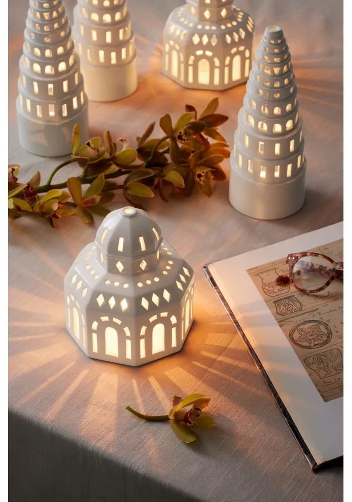 Biely keramický vianočný svietnik Kähler Design Lighthouse, ø 12 cm
