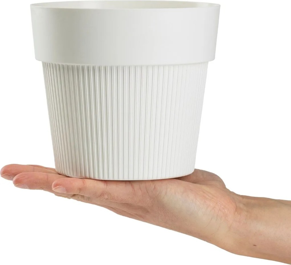 PLASTOVÝ KVETINÁČ SILVA LINE 16X14 CM KRÉMOVÁ