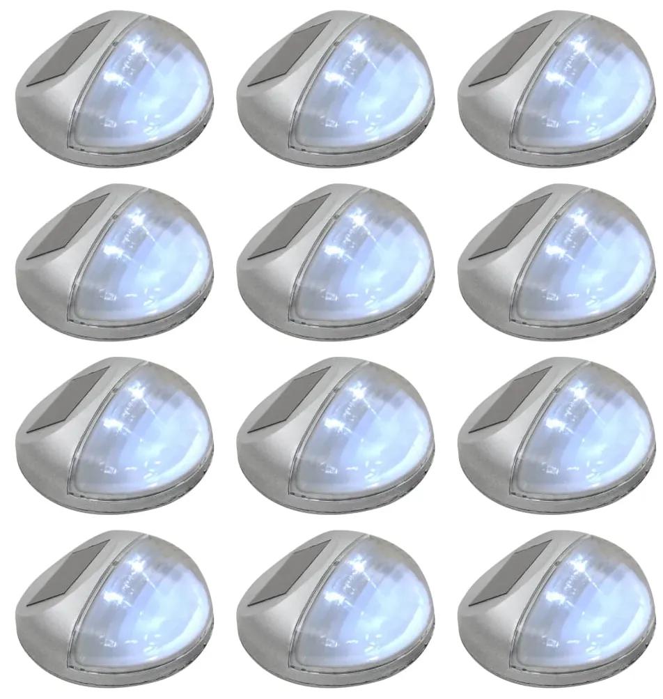 vidaXL Vonkajšie solárne nástenné LED svietidlá 12 ks okrúhle strieborné