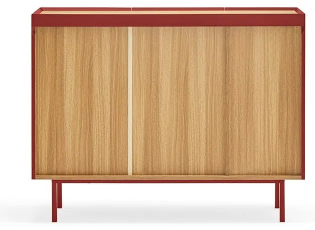 Červená nízka komoda v dekore duba 110x85 cm Arista – Teulat