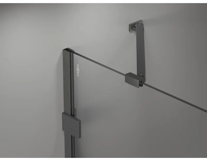 Mexen Lunar Duo, výklopný sprchový kút 100 x 75 cm, 8mm číre sklo, grafitový profil, 834-100L-075P-95-00