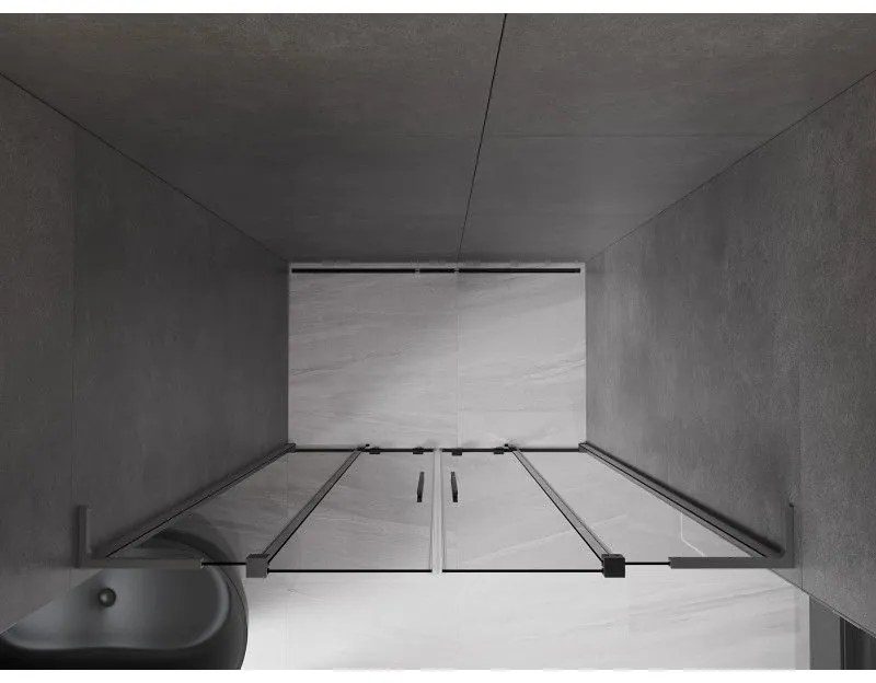 Mexen Velar L Duo, posuvné sprchové dvere do otvoru 160 cm, 8mm šedé sklo, brúsený grafit, 871-160-003-42-95