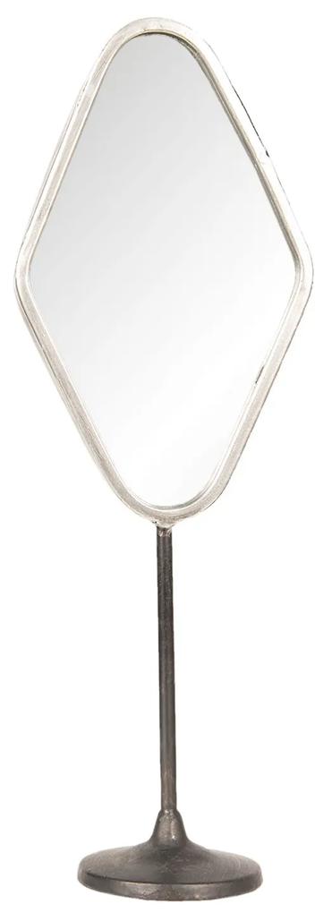 Strieborné antik kovové stolné kozmetické zrkadlo - 14*9*43 cm