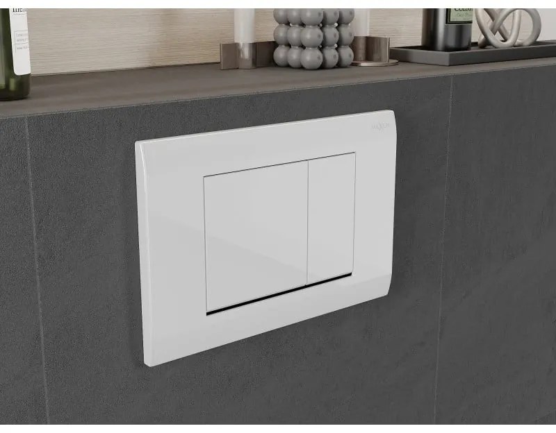 Mexen Fenix Air 01, pneumatické dvojité tlačidlo na splachovanie, biela lesklá, 6A0100