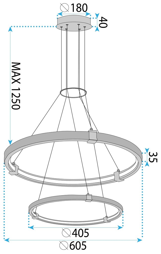 Toolight Toolight, LED stropné osvetlenie, 60W, 3000K, LHJ037-CP2, zlatá, OSW-50017