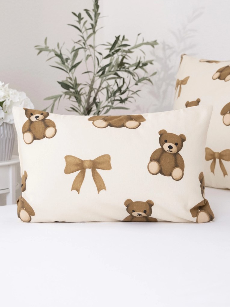 Flanelová obliečka na vankúš 40 x 60 cm - Plyšové medvedíky