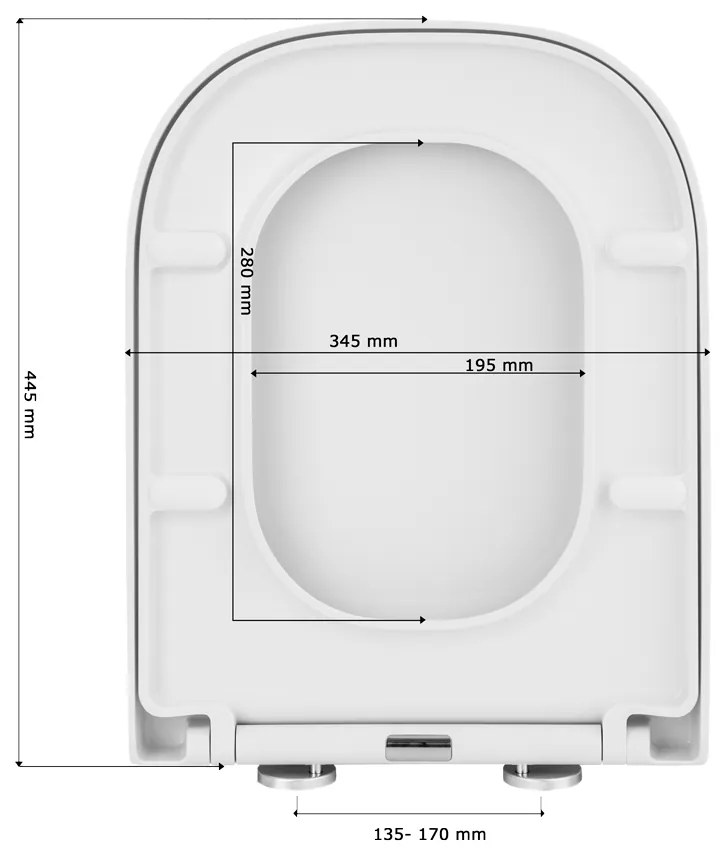 Gamma Lumino, toaletné WC sedátko 445x345mm z PP s pomalým zatváraním, biela, GAM-LUMINO