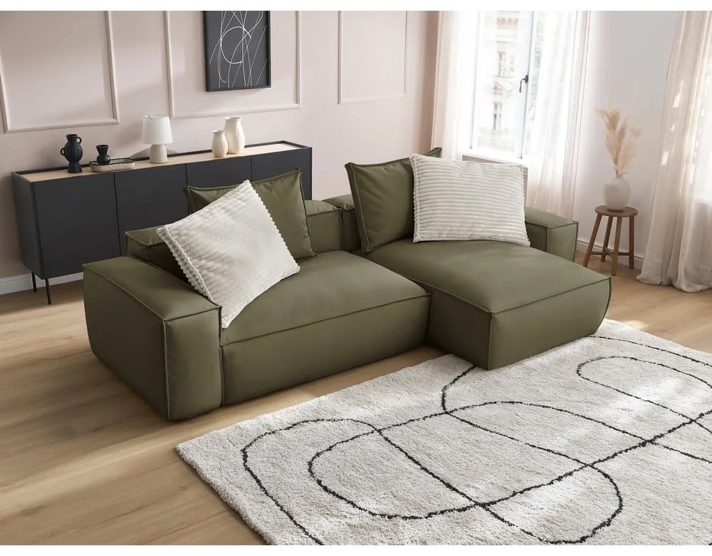 Zelená rohová pohovka z imitácie kože Boheme – Bobochic Paris