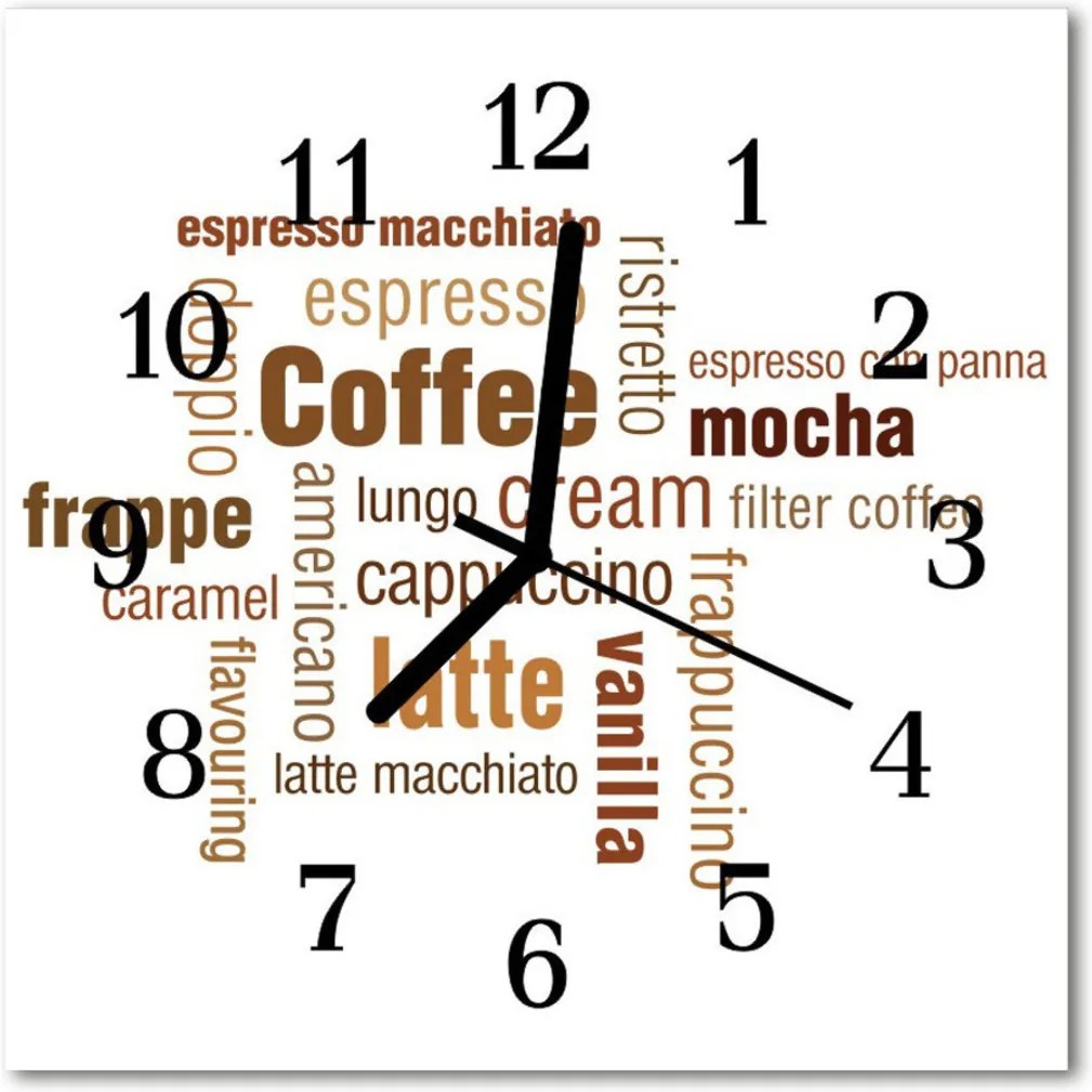 Sklenené hodiny štvorcové  káva