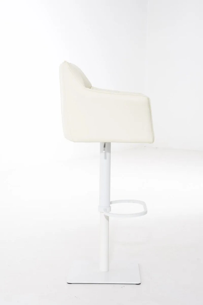 Barová stolička Damas W1 - koženka, biely rám - Krémová