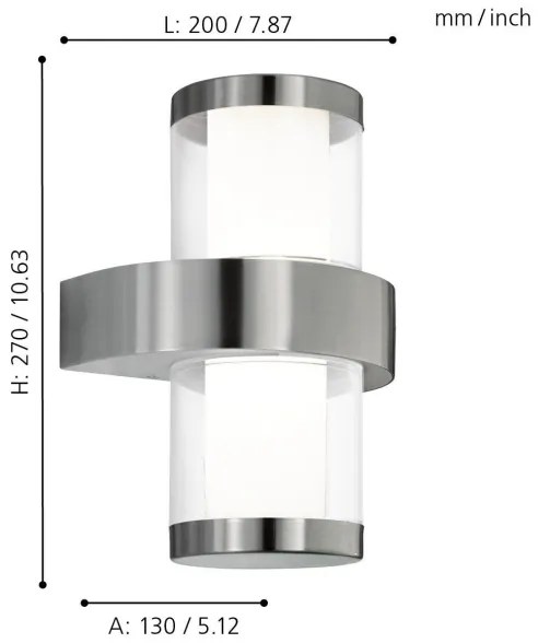 Eglo 94799 - Vonkajšie nástenné svietidlo BEVERLY 1 2xLED/3,7W/230V IP44