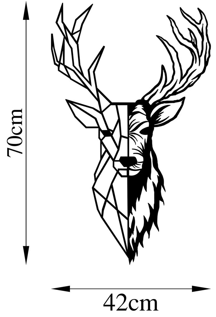 Nástenná kovová dekorácia Červený jeleň 2 čierna