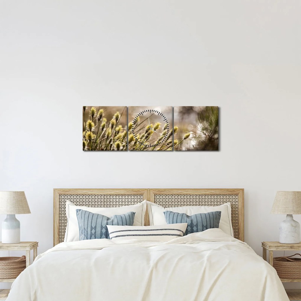 Obraz - Zeleň (s hodinami) (90x30 cm)