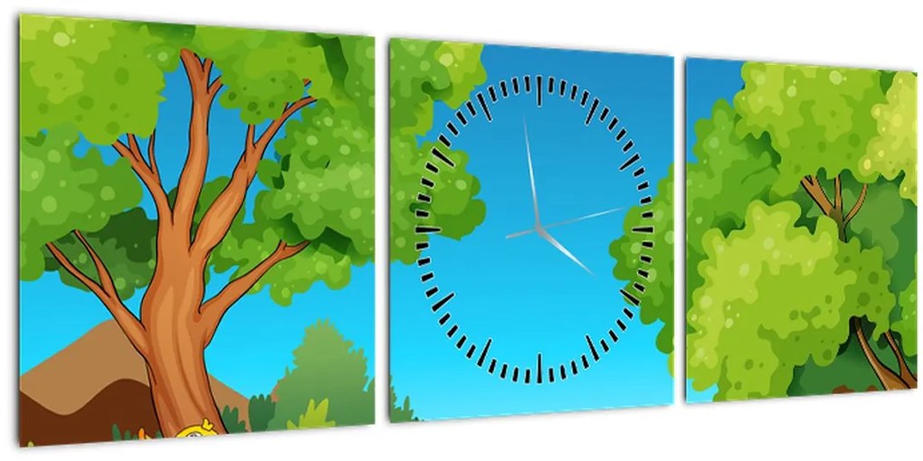 Obraz - Veselé káčatka (s hodinami) (90x30 cm)