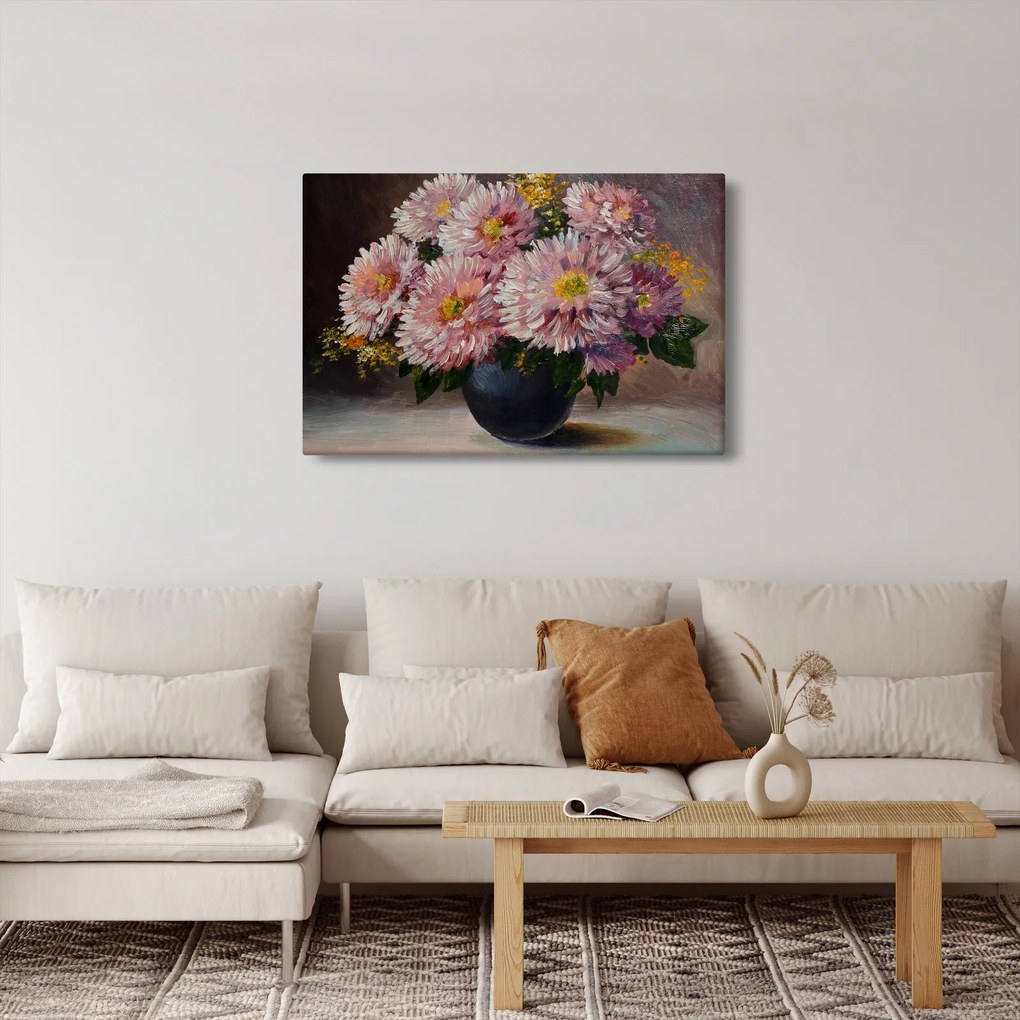 Obraz - Olejomaľba, Kvety vo váze (90x60 cm)