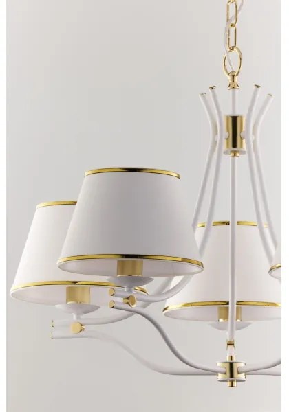 Jupiter 2084 - Závesný luster SAMBA na reťazi 5xE27/15W/230V biela/zlatá