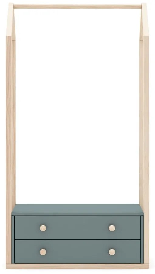 Otvorená detská šatníková skriňa sivozelená 80x170x40 cm Esteban – Marckeric