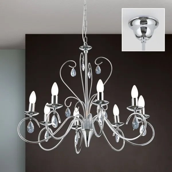 Orion LU 1658/8 - Krištáľový luster na reťazi ALESSIA 8xE14/40W/230V lesklý chróm