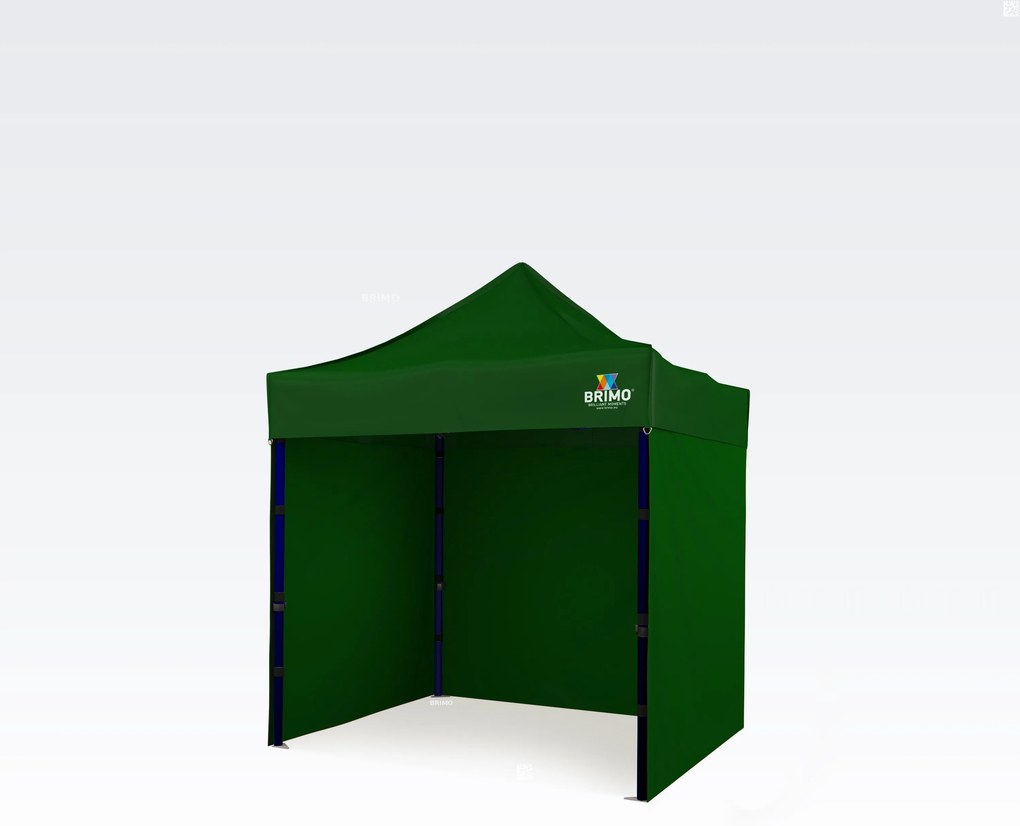 BRIMO Nožnicový párty stan EXCLUSIVE oceľ 2x2 m s 3 stenami zelený