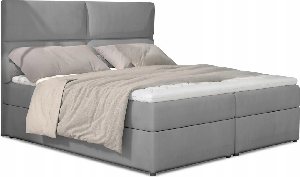 Manželská posteľ Boxspring 165 cm Alyce (svetlosivá) (s matracmi)