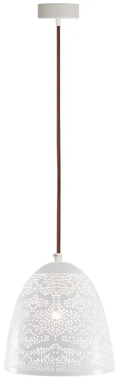 Candellux Biely závesný luster Bene pre žiarovku E27 s tienidlom v tvare kužeľa dĺžky 210mm 31-70340