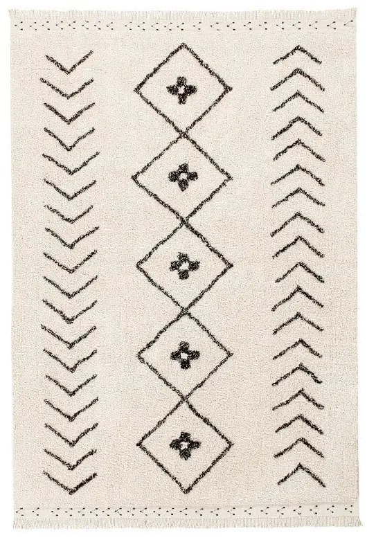 Krémový prateľný ručne tkaný bavlnený koberec 170x120 cm Bereber Rhombs – Lorena Canals