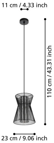Eglo 99633 - Luster na lanku MASETA 1xE27/40W/230V čierna