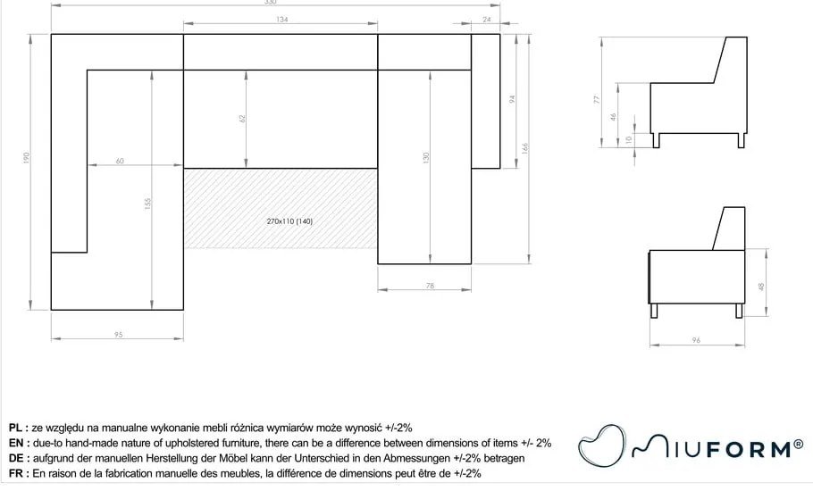 Béžová rozkladacia pohovka do "U" Miuform Dazzling Daisy, pravý roh